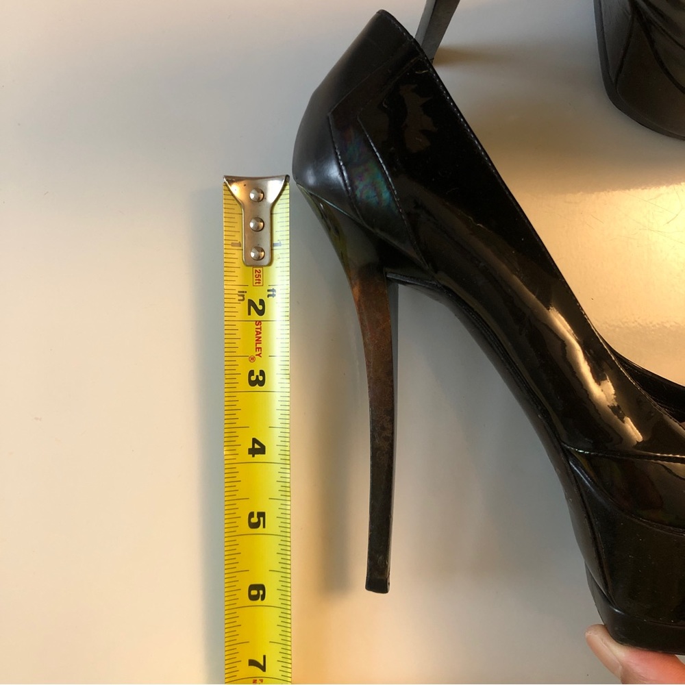 * GUCCI Black Patent Unisex Stiletto Platform Women’s size 38EU Pumps - Picture 11 of 14
